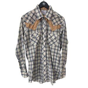 Kenny Rogers Western Shirt Size Large Plaid Pearl Snap Collection By Karman Farm